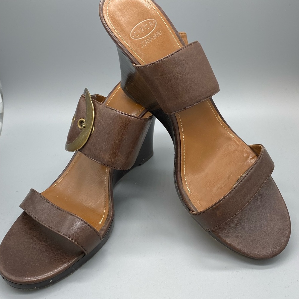 Circa Joan and David Brown Wedge Sandals 10.5M
